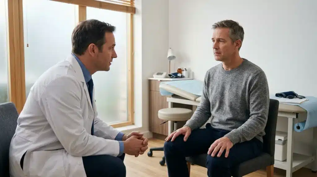 Médecin en consultation avec patient dans son cabinet